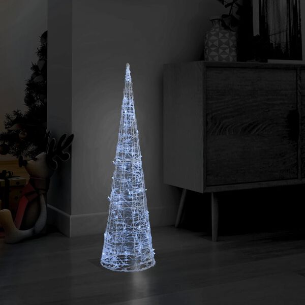 vidaXL C&ocirc;ne lumineux d&eacute;coratif pyramide LED Acrylique Blanc froid 90cm