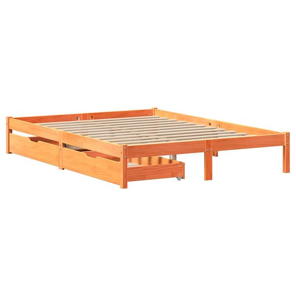 vidaXL Cadre de lit sans matelas cire marron 120x190cm bois pin massif