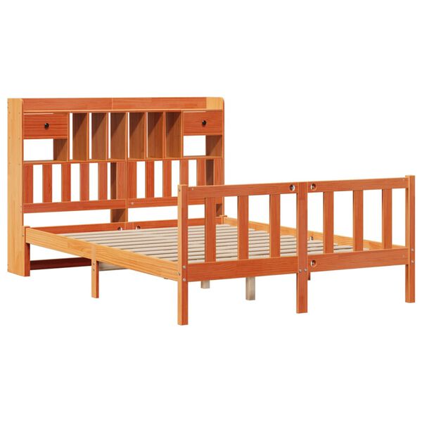 vidaXL Lit biblioth&egrave;que sans matelas cire marron 150x200 cm pin massif