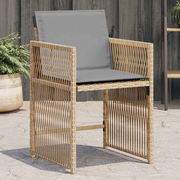 vidaXL Chaises de jardin avec coussins lot de 4 m&eacute;lange beige