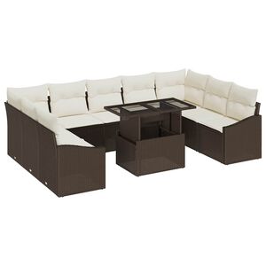 vidaXL Ensemble de canap&eacute; de jardin 10 pc Marron et Cr&egrave;me