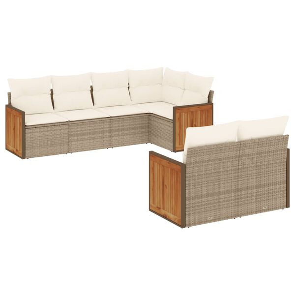 vidaXL Salon de jardin avec coussins 7 pcs beige r&eacute;sine tress&eacute;e