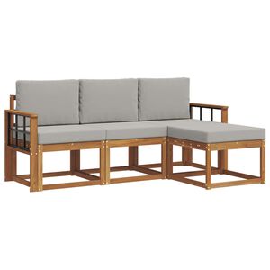 vidaXL Ensemble de canap&eacute;s d'ext&eacute;rieur 4 pc Gris Naturel et Clair