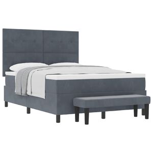 vidaXL Lit &agrave; ressorts avec matelas Gris fonc&eacute; 140 x 200 cm Velours