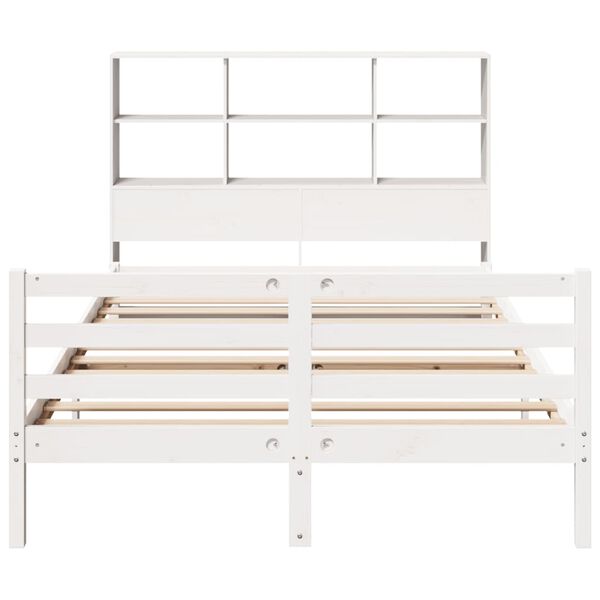 vidaXL Lit biblioth&egrave;que sans matelas blanc 140x200 cm bois pin massif