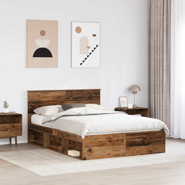 vidaXL Cadre de lit Bois ancien 140 x 190 cm Pin massif