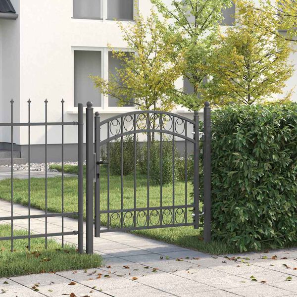 vidaXL Porte de Cl&ocirc;ture Gris 100 x 100 cm Acier peint par poudre