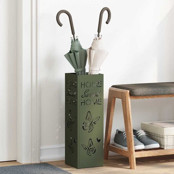 vidaXL Porte-parapluie Olive 15,5 x 15,5 x 49 cm Acier