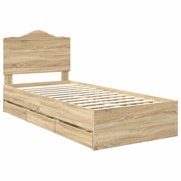 vidaXL Cadre de lit Ch&ecirc;ne Sonoma 90 x 200 cm Bois Ing&eacute;nierie