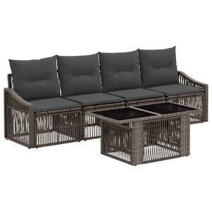 vidaXL Ensemble de canap&eacute; de jardin 5 pc Gris et Gris fonc&eacute; polyrotin