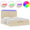 VidaXL Cadre de lit ottoman avec matelas cr&egrave;me 200x200cm tissu