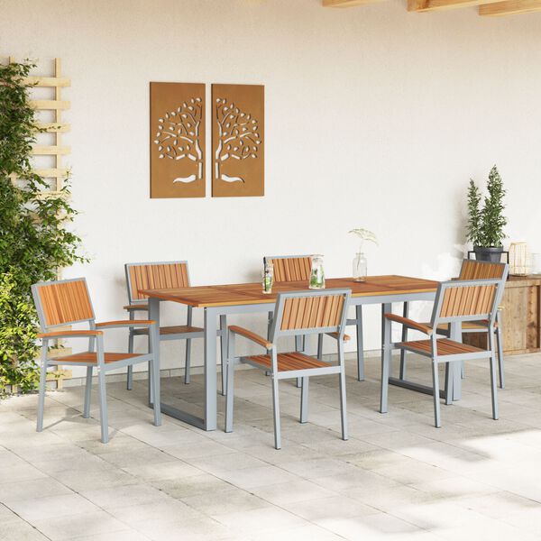 vidaXL Ensemble de salle à manger pour jardin 7 pcs Gris