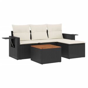 vidaXL Salon de jardin 5 pcs avec coussins noir r&eacute;sine tress&eacute;e