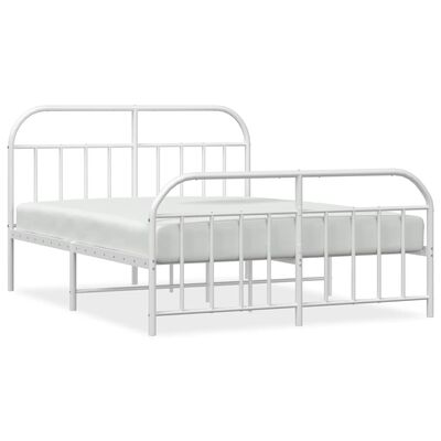 vidaXL Cadre de lit métal sans matelas et pied de lit blanc 140x200 cm