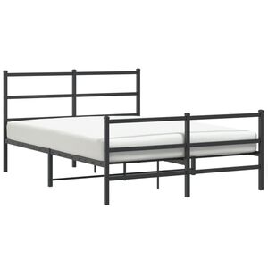 vidaXL Cadre de lit m&eacute;tal sans matelas avec pied de lit noir 135x190cm