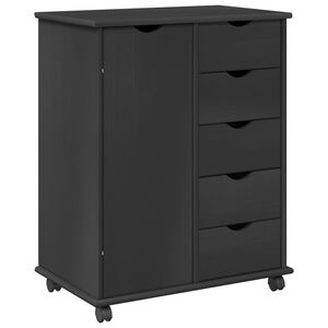 vidaXL Cabinet roulant 63,5 x 39 x 79 cm Bois de Pin Massif Gris