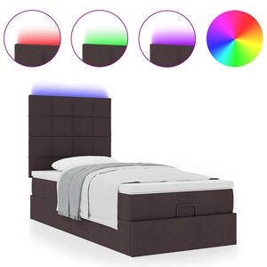 vidaXL Cadre de lit ottoman avec matelas marron fonc&eacute; 80x200 cm tissu