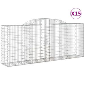 vidaXL Paniers &agrave; gabions arqu&eacute;s 15 pcs 300x50x120/140 cm fer galvanis&eacute;