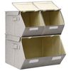 vidaXL Bo&icirc;tes de rangement empilables 3 pcs Tissu Gris