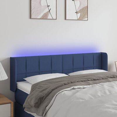 vidaXL Tête de lit à LED Bleu 147x16x78/88 cm Tissu