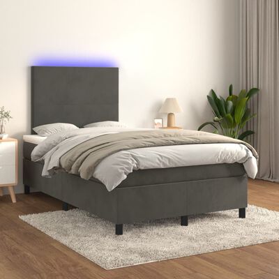 vidaXL Sommier à lattes de lit avec matelas LED gris foncé 120x190 cm
