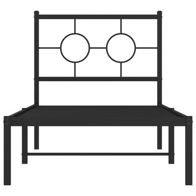 vidaXL Cadre de lit métal sans matelas avec tête de lit noir 75x190 cm