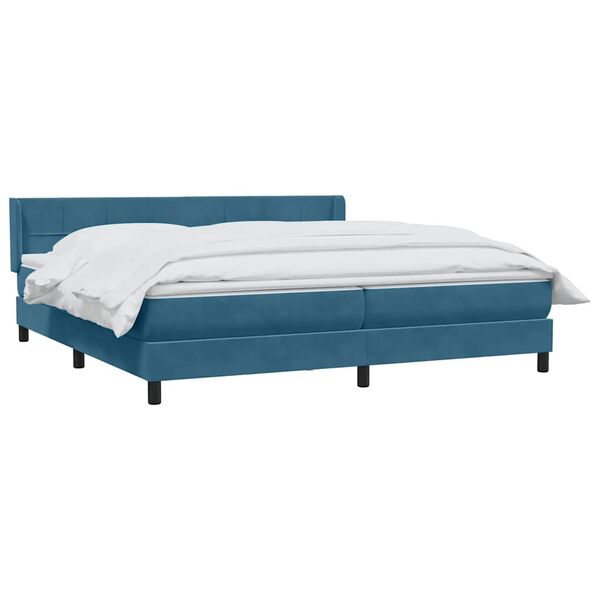 vidaXL Sommier &agrave; lattes de lit et matelas bleu fonc&eacute; 180x210cm velours