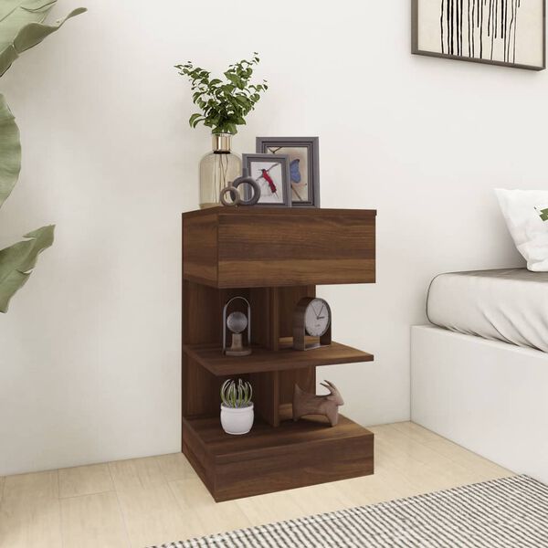 vidaXL Table de chevet Ch&ecirc;ne marron 40x35x65 cm Bois d'ing&eacute;nierie