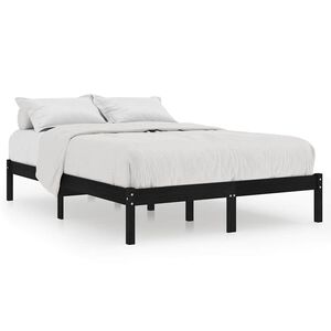 vidaXL Cadre de lit sans matelas noir 150x200 cm bois massif