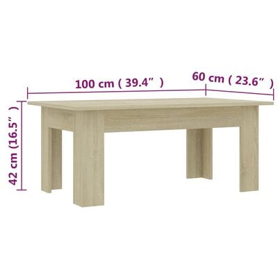 vidaXL Table basse Chêne sonoma 100x60x42 cm Bois d’ingénierie