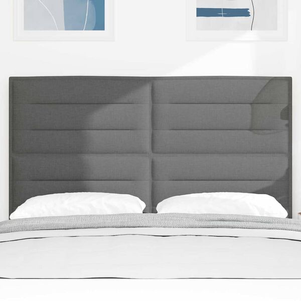 vidaXL T&ecirc;te de lit LED avec t&ecirc;te de lit Gris fonc&eacute; 144 cm Polyester