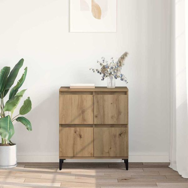 vidaXL Buffet Ch&ecirc;ne artisanal 60 x 35 x 70 cm Bois d'ing&eacute;nierie et fer