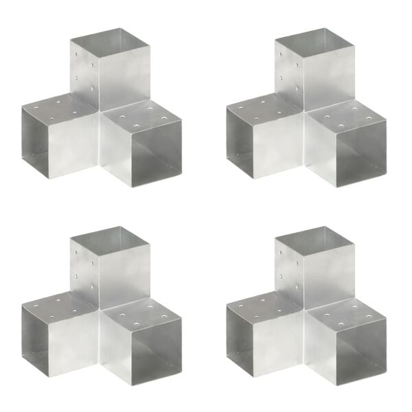 vidaXL Connecteurs de poteau 4pcs Forme en Y M&eacute;tal galvanis&eacute; 101x101mm