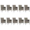 vidaXL Ensemble &agrave; manger de jardin 11pcs avec coussins gris poly rotin