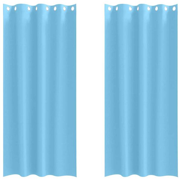 vidaXL Rideaux occultants avec anneaux 2 pcs Bleu clair 225 x 140 cm