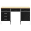 vidaXL Placard de travail 3 pcs Noir Bois d'ing&eacute;nierie et acier