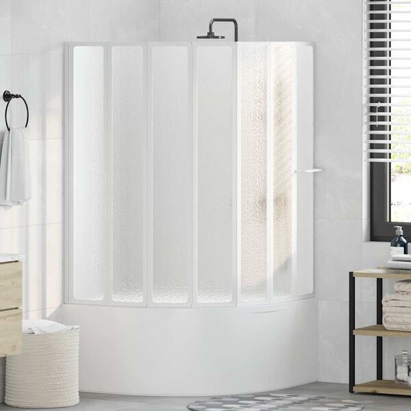 Pare baignoire &agrave; 7 volets avec porte-serviettes 140 x 168 cm
