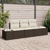 vidaXL Ensemble de canap&eacute; de jardin 3 pcs Marron et Cr&egrave;me polyrotin