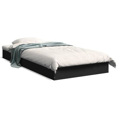 vidaXL Cadre de lit sans matelas noir 75x190 cm bois ingénierie