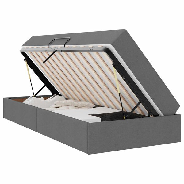 vidaXL Lit avec rangement et matelas Gris fonc&eacute; 100 x 200 cm Polyester