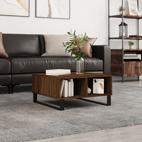 vidaXL Table basse ch&ecirc;ne marron 60x60x30 cm bois d'ing&eacute;nierie