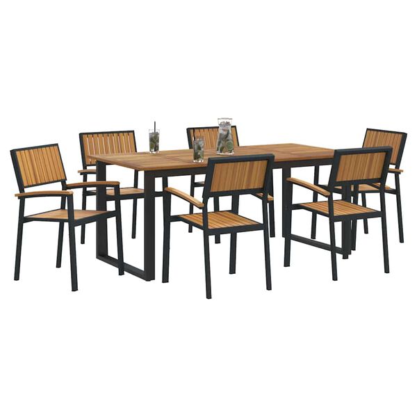 vidaXL Ensemble de salle &agrave; manger pour jardin 7 pcs Noir