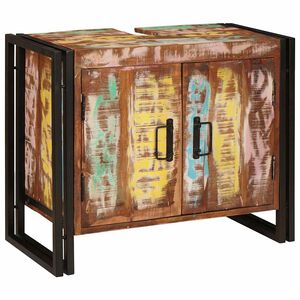 vidaXL Meuble sous &eacute;vier avec &eacute;tag&egrave;re Multicolore Bois Recycl&eacute; Solide