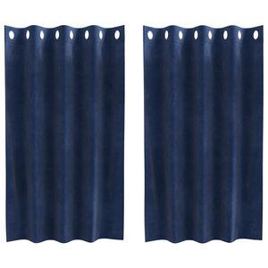 vidaXL Rideaux occultants 2 pc Bleu fonc&eacute; 140 x 140 cm Velours