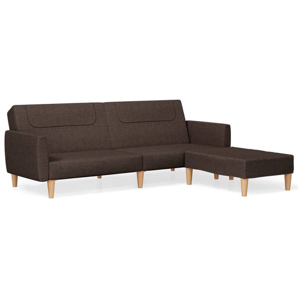 vidaXL Canap&eacute;-lit &agrave; 2 places avec repose-pied Marron fonc&eacute; Tissu