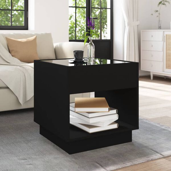vidaXL Table basse avec LED infini noir 50x50x50 cm