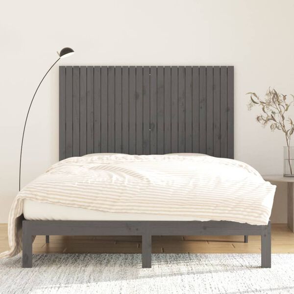 vidaXL T&ecirc;te de lit murale Gris 159,5x3x110 cm Bois massif de pin