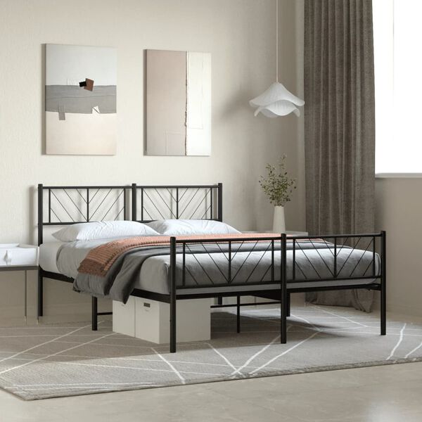 vidaXL Cadre de lit métal sans matelas avec pied de lit noir 140x200cm