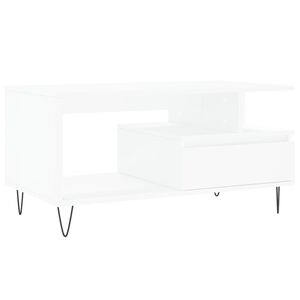 vidaXL Table basse Blanc 90x49x45 cm Bois d'ing&eacute;nierie