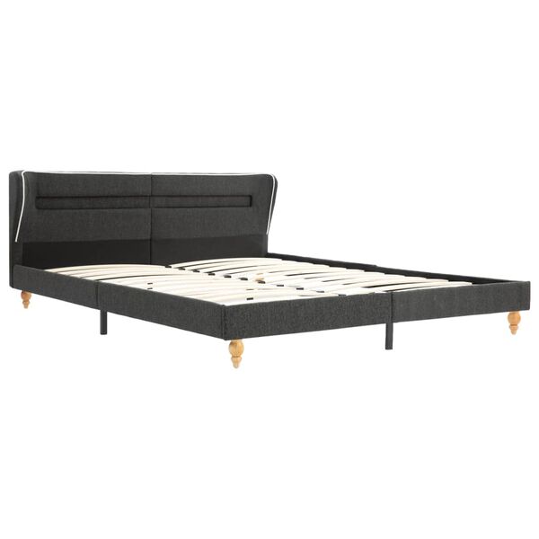 vidaXL Cadre de lit avec LED gris fonc&eacute; jute 180 x 200 cm